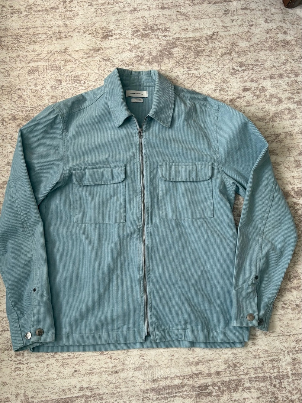 Urban Outfitters Pale Blue Zip-Front Shirt Jacket